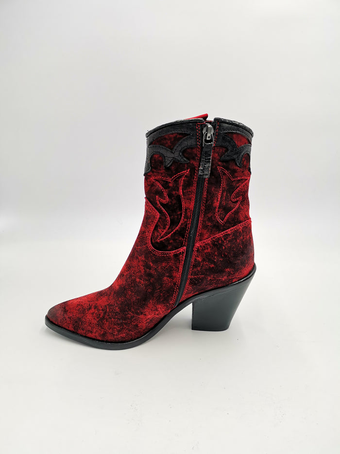 boots femme façon western rouge