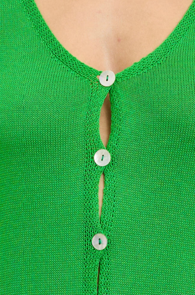 robe longue en maille boutonnée robe couleur vert