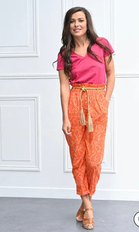 pantalon fluide coloré orange femme pour l'été